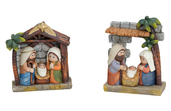 Krippenszene aus Poly, 2-fach sortiertB9 x T3 x H11 cm VE=4 Stück