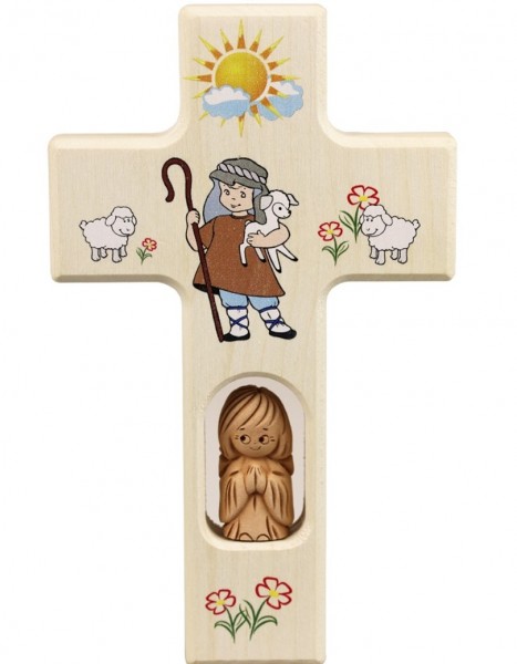 Kinderkreuz m. Tonengel &quot;Guter Hirte&quot; kl