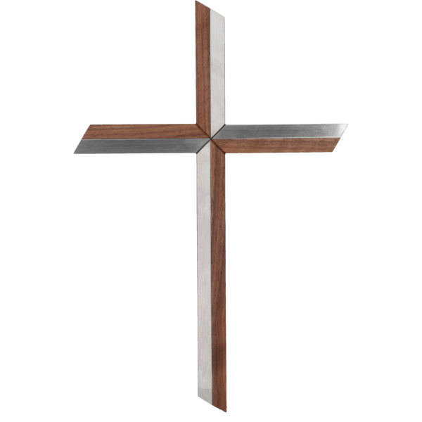 Hängekreuz, Edelstahl/ Nussbaumholz30 cm, Handarbeit