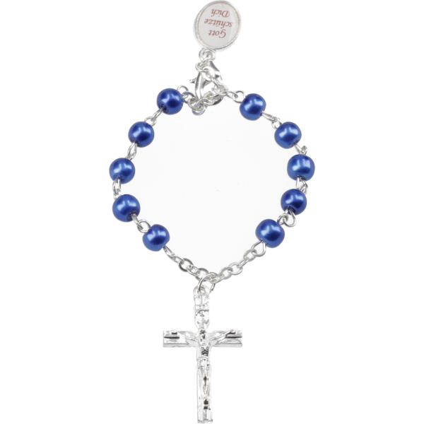 Zehner-RK Ankerkette m. Schutzengel-AHGlasperle, blau, 5mm, 9cm