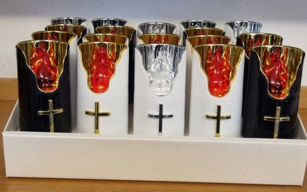 Display "Elektrische Grabkerzen"VE=20 Stück 3-fach sortiert