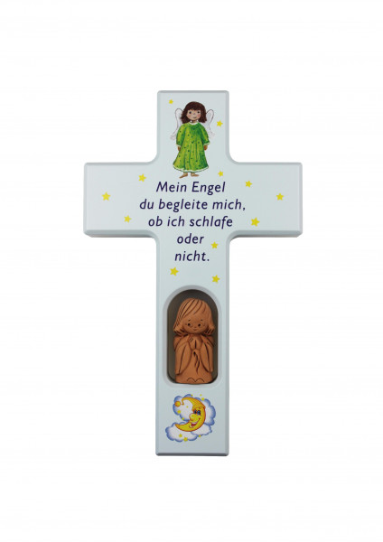 Kinderkreuz blau ABVERKAUF 20x12 m. Holzengel