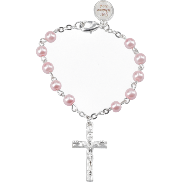 Zehner-RK Ankerkette m. Schutzengel-AHGlasperle, rosa, 5mm, 9cm