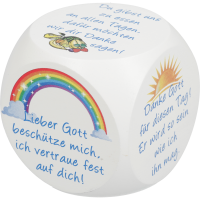 Gebetswürfel Kindergebete, Ahornholzweiß lackiert, bunt bedruckt, 49x49 mm Gebetswürfel Kindergebete, Ahornholzweiß lackiert, bunt bedruckt, 49x49 mm