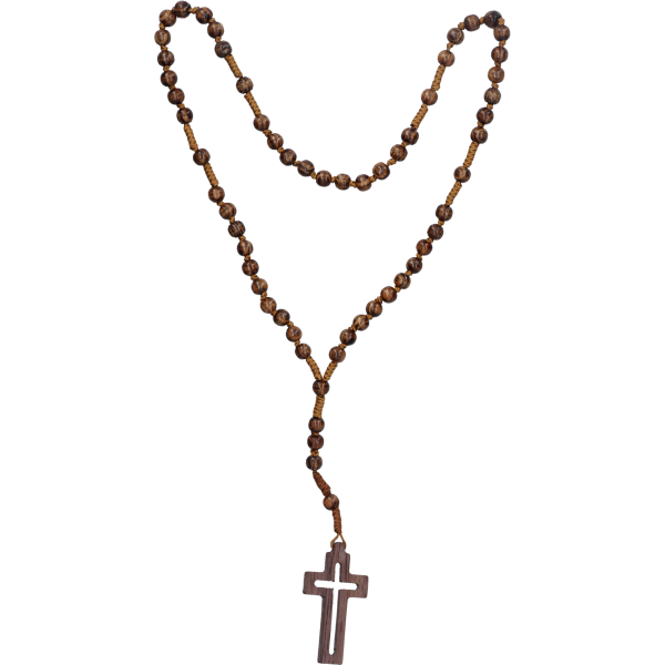 Rosenkranz geknüpftHolzperle, Finn. Tanne braun, 6mm, 36cm