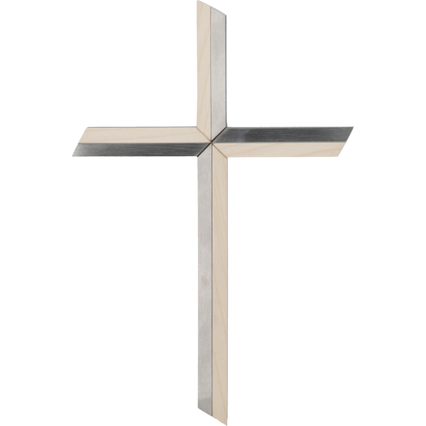 Hängekreuz, Edelstahl/ Ahornholz30 cm, Handarbeit