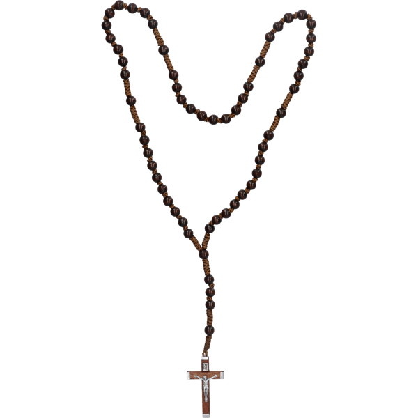 Rosenkranz geknüpftHolzperle, dunkelbraun, 7mm, 38cm