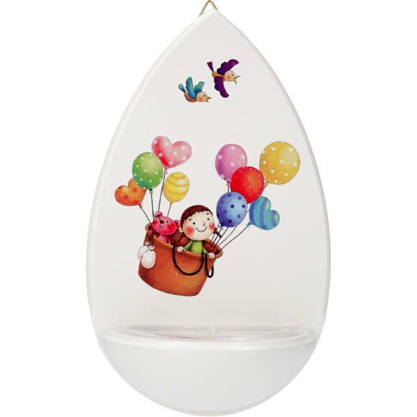 Kinderweihkessel, Heißluftballon o. Text15cm, weiß, bedruckt