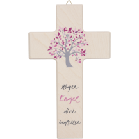 Holzkreuz, natur, "Mögen Engel" Holzkreuz, natur, "Mögen Engel"