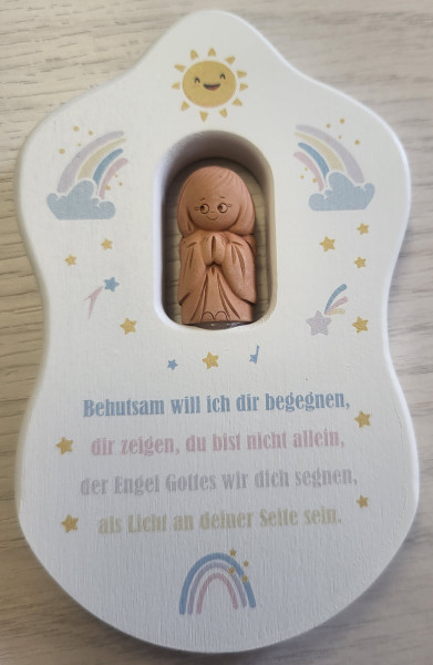 Wandtafel weiß m. Tonengel Wolke"Behutsam will ich dir...."