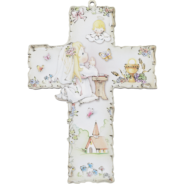 Kinderkreuz, Taufkreuz Motiv "Mädel"