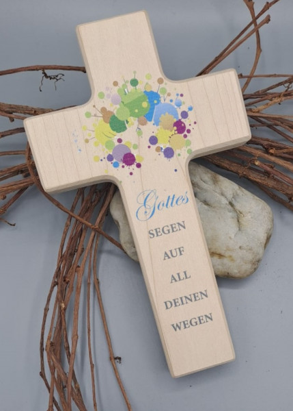 Kinderkreuz "Gottes segen..."20x12 cm natur