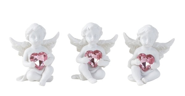 Sitzende Engel mit rosa HerzVE = 12 Stück ca. 4,5 cm