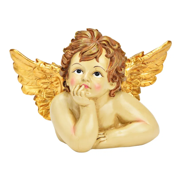 Engelskopf aus Poly gold17x12x10cm