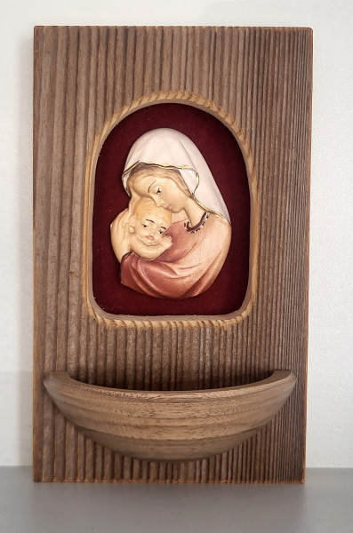 Weihkessel Altholz 15x9 cmm. roter Holz-Madonna