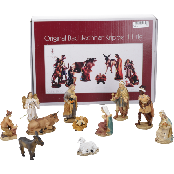 Krippenfiguren "Bachlechner", Kunstharzcoloriert, 10 cm, 11-teiliges Set im GK
