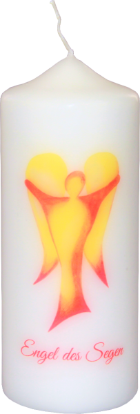 Schutzengelkerze, ca. 150 x 60 mm &quot;Engel des Segens&quot;, gelb