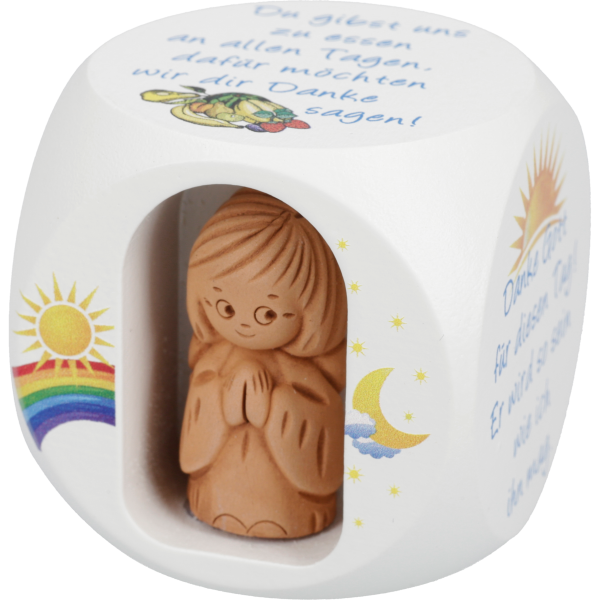 Gebetswürfel Kindergebete mit Tonengelweiß lackiert, bunt bedruckt, 49x49 mm