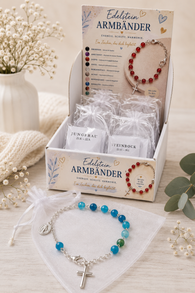 Display "Edelstein Armbänder"VE = 10 Stück sortiert