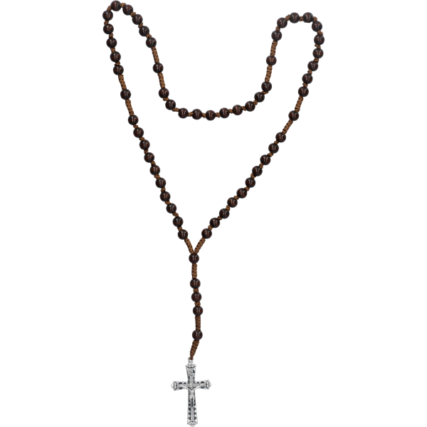 Rosenkranz geknüpftHolzperle, dunkelbraun, 7mm, 38cm