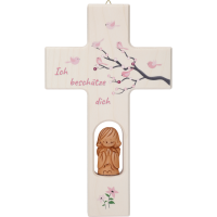 Kinderkreuz m. Tonengel, Lebensbaum Kind20x12cm, rosa, Swarovski Kinderkreuz m. Tonengel, Lebensbaum Kind20x12cm, rosa, Swarovski