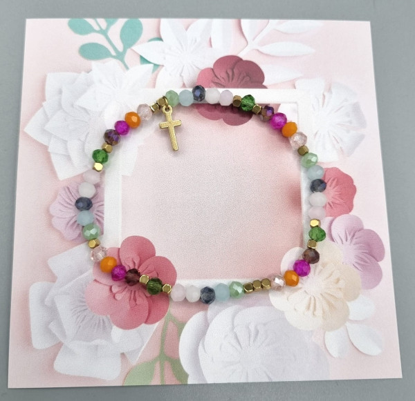 Buntes Armband mit Kreuzchen und. KarteVE=3 Stück