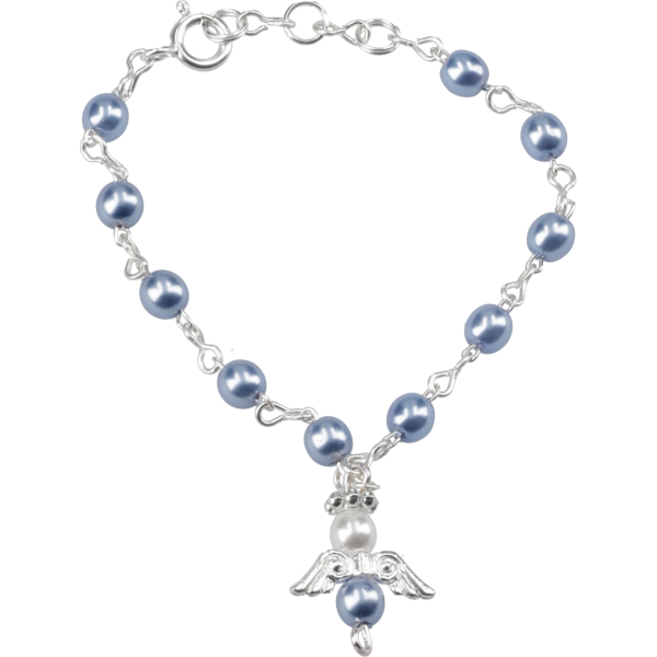 Armband, gekettelt, mit SchutzengelWachsperle, blau, Ø 5 mm, 12cm