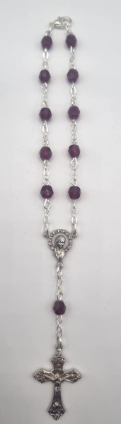 Zehnerrosenkranz geketteltGlasschliffperle Granatrot