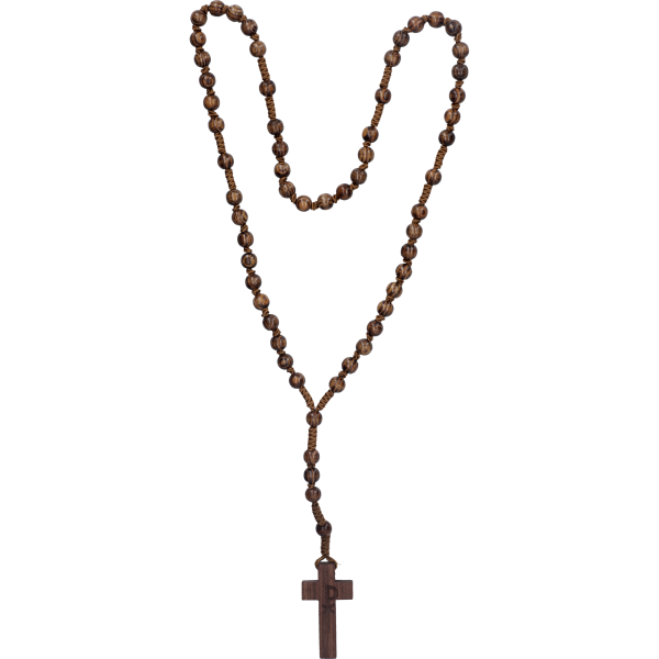 Rosenkranz geknüpftHolzperle, Finn. Tanne braun, 8mm, 44cm