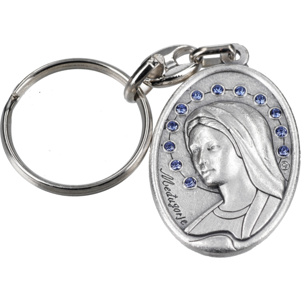 Schlüsselanh. Madonna Kristall blau ovalVE=12 Stück, Stück 1,99, 4x2,5cm