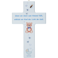 Kinderkreuz, Ahornholz, Wenn ein Stern..20x12cm, blau, m. Swarovski Kinderkreuz, Ahornholz, Wenn ein Stern..20x12cm, blau, m. Swarovski