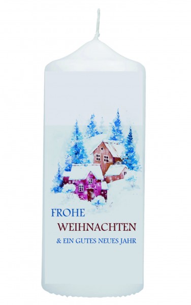 Weihnachtskerze Frohe WeihnachtenWinter Landschaft