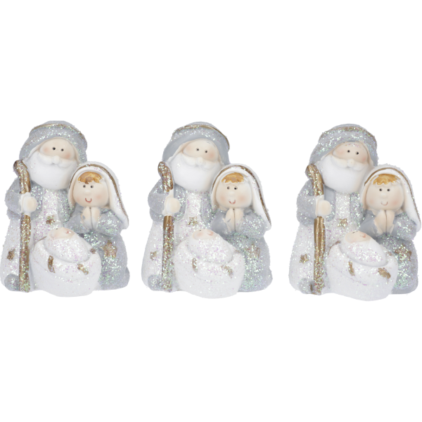 Glitzerkrippe "Hl.Familie", Größe ca.6cm