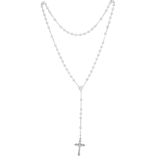 Rosenkranz geketteltGlasperle, weiß, 4mm, 35cm