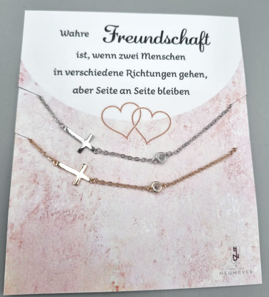 Armbändchen m. Kreuz und Steinchen3-fach sortiert VE=6 Stück