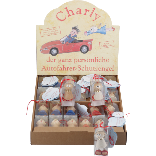 Autofahrer-Schutzengel "Charly", 6,5 cmHolz/Metall, 24 St. sortiert im Display