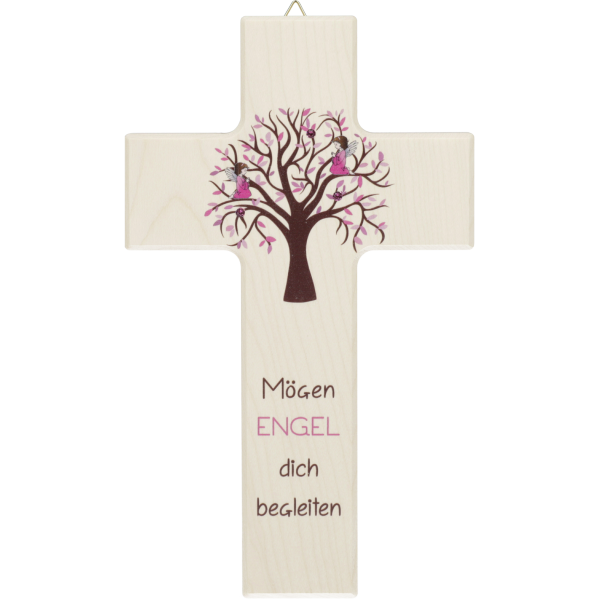 Kinderkreuz "Mögen Engel...." RosaLebensbaum