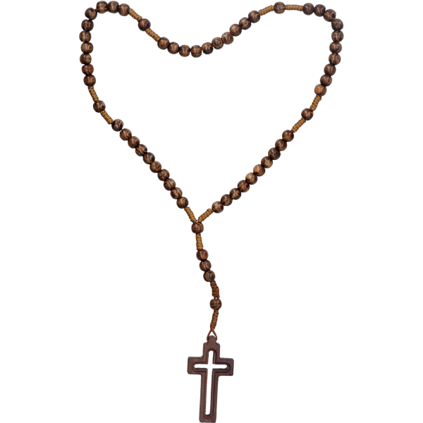 Rosenkranz geknüpftHolzperle, Finn. Tanne braun, 6mm, 30cm