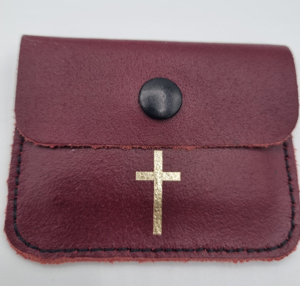 Lederetui weinrot -Kreuz-