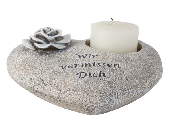 Grabherz für Kerze "Wir vermissen dich"8 x 20 x 18 cm