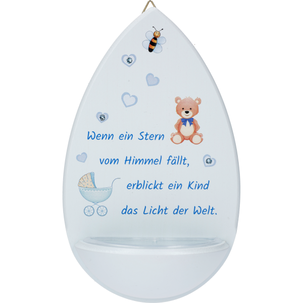 Kinderweihkessel, Wenn ein Stern...15cm, weiß, m. Swarovski Steinen