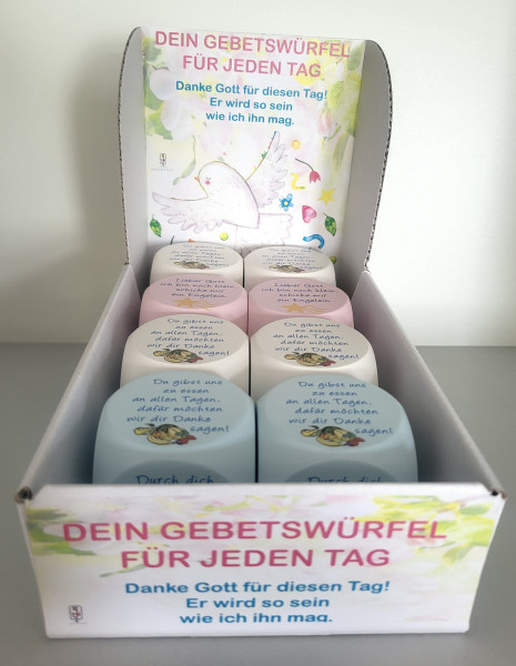 Display "Dein Gebetswürfel für jeden TagVE=8 Stück 3-fach sortiert