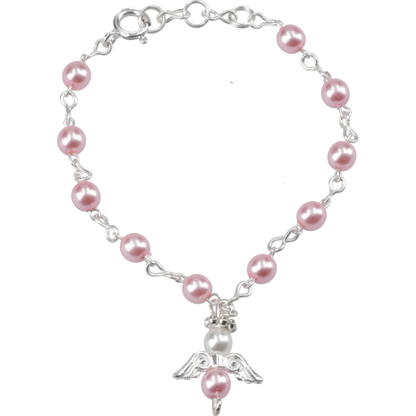 Armband, gekettelt, mit SchutzengelWachsperle, rosa, Ø 5 mm, 12cm