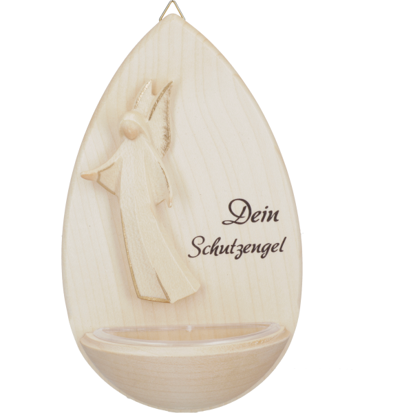 Weihkessel Ahorn m. HolzengelTropfenform, ca. 15cm, "Dein Schutzengel