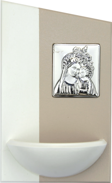 Weihwasserkessel grau/weiß m. Silber