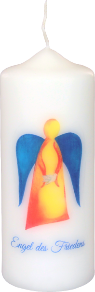 Schutzengelkerze, ca. 150 x 60 mm &quot;Engel des Friedens&quot;, blau