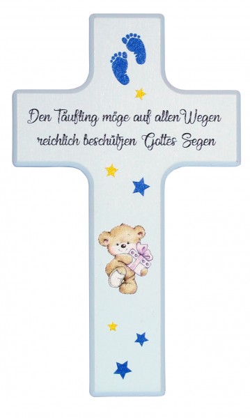 Kinderkreuz "Der Täufling m. Bärli" Blau