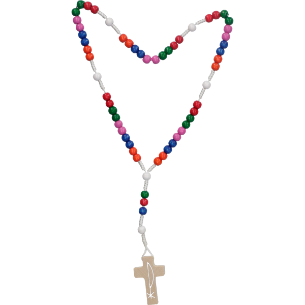 Rosenkranz geknüpftHolzperle, bunt, 6mm, 29cm