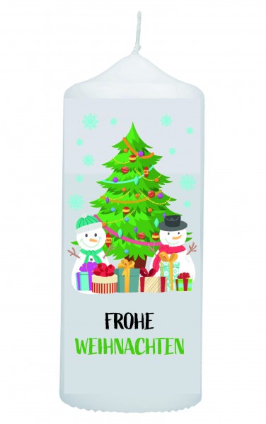 Weihnachtskerze "Frohe Weihnachten"Schneemann