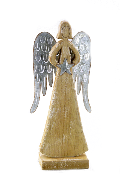 Holz/Metall Engel natur-antikgrauGr. 31 cm